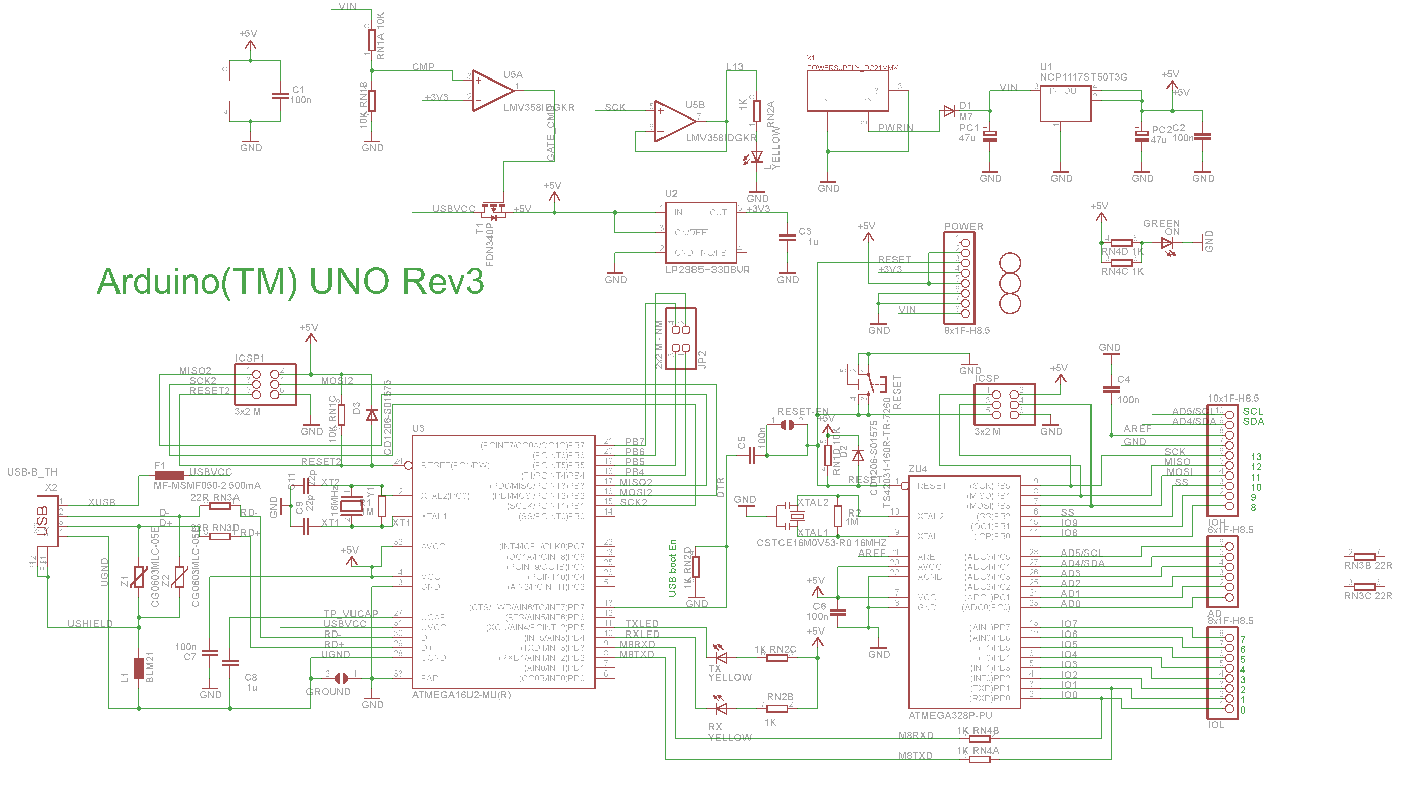 Arduino Uno Schematic (Colour) - Embedded Electronics Blog