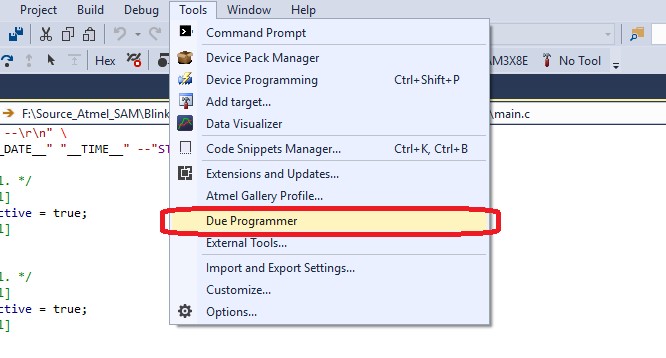 Adding Arduino Due Programmer to Atmel Studio 7